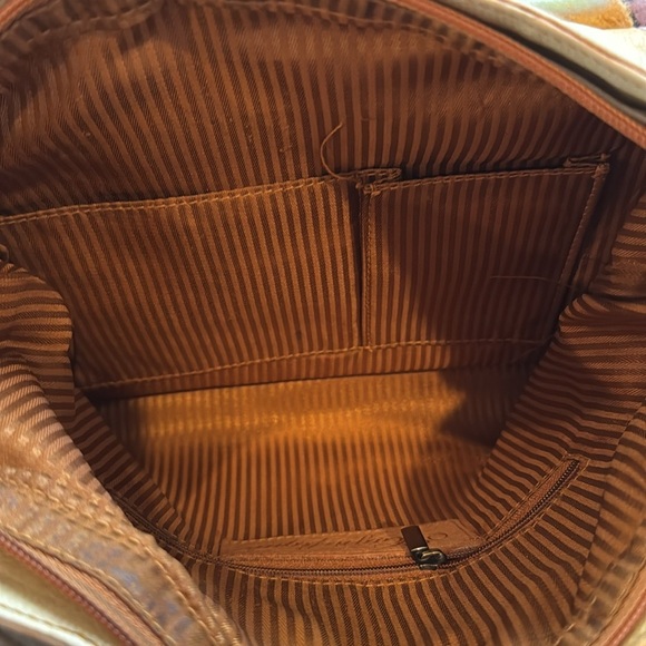 Vintage Handpainted Leather Manifique Hobo Bag with Braided Shoulder Strap - Picture 3 of 15